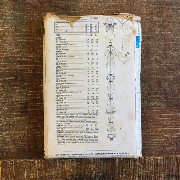Vintage Butterick Sewing Pattern 4206 Costume Pilgrim Colonial Dutch 12 UNCUT - Picture 3 of 4